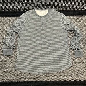Madewell Shirt Men’ Sz XL Doubledown Henley Striped Gray Preppy Thermal Outdoors
